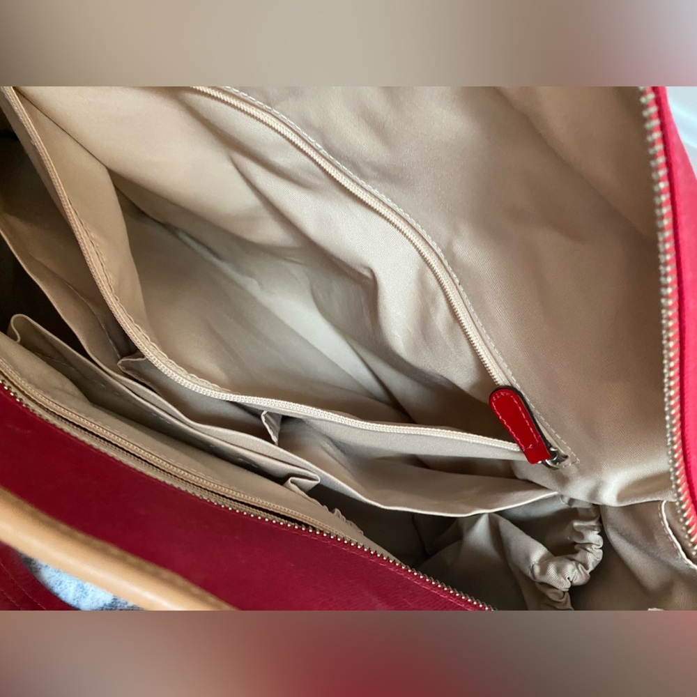 Coach Red Travel Tote / Diaper Tote with Long Strap and So Many Pockets! - Picture 12 of 16